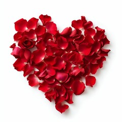 Heart Shaped Red Rose Petals Arrangement. Generative ai
