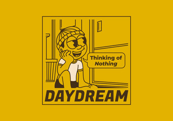Daydream, thinking of nothing. a boy wearing a beanie was daydreaming by the window