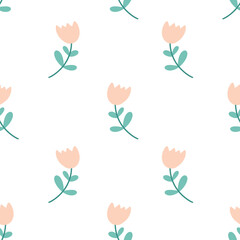 seamless floral pattern with pink tulips 