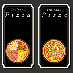 Illustration on theme big hot tasty pizza to pizzeria menu