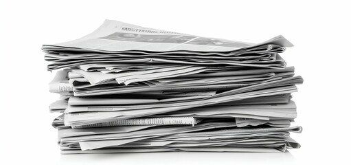 Stack of Newspapers Isolated on White Background. Generative ai