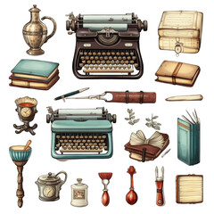 retro writing accessories set png