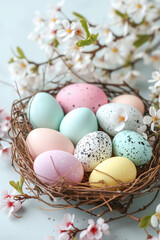 Fototapeta na wymiar Easter eggs in a nest