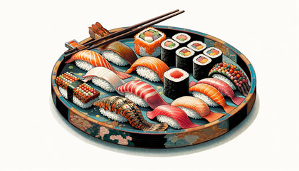 llustration of a sushi plate