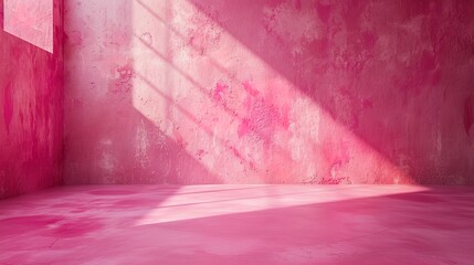 Pink solid background with pink wall and pink floor