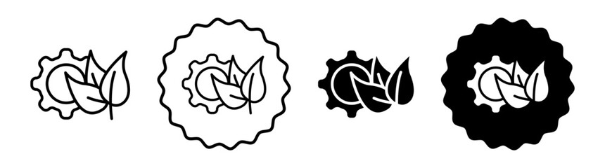 Eco industry set in black and white color. Eco industry simple flat icon vector