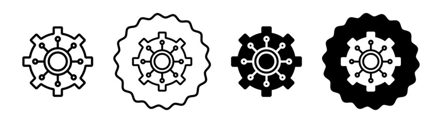 Multichannel marketing set in black and white color. Multichannel marketing simple flat icon vector