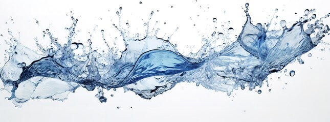 blue water splash on white background