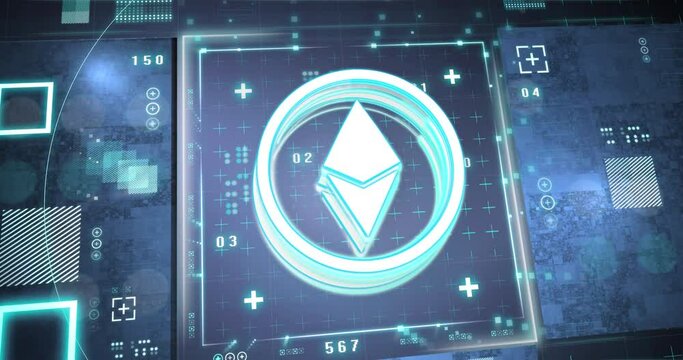 Cryptocurrency ether, complex 3d rendering, tecnology background