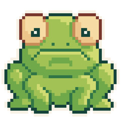 Frog - Cute Kawaii Cartoon Pixel Art Animal Toad Icon Vector