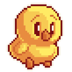 Obraz premium Chick - Cute Kawaii Cartoon Pixel Art Animal Chicken Bird Icon Vector
