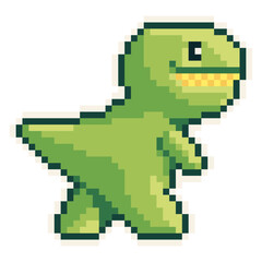 Dinosaur - Cute Kawaii Cartoon Pixel Art Animal T-rex Icon Vector © Rafa