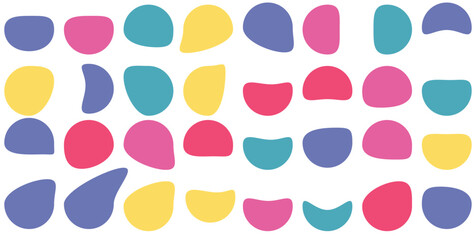 Color blob shapes. Abstract amorphous liquid forms, random organic masks and versatile vector background elements set. Irregular smooth colorful paint spots and blots isolated on white