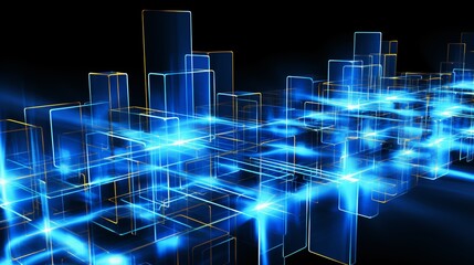 Fototapeta premium Abstract Technology Concept: Futuristic Digital Landscape, Highlighting the Dynamic Intersection of Data, Connectivity, and Innovation