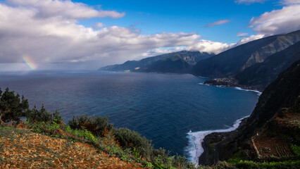 Fototapeta na wymiar Madeira Island Portugal. Cliffs and ocean views around the island in the summer.
