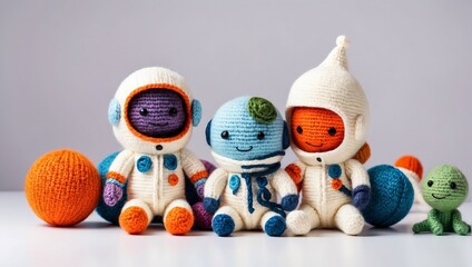 Obraz premium Wool toy. Little astronauts