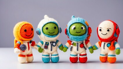Fototapeta premium Wool toy. Little astronauts