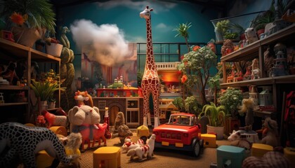 Obraz premium A Room Filled With Toys and Animals