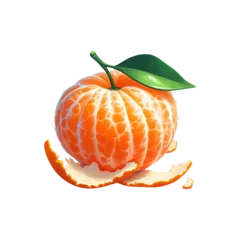 Foto op Plexiglas Peeled tangerine or mandarin fruit on a transparent background Ai generative. © Tarikulsio