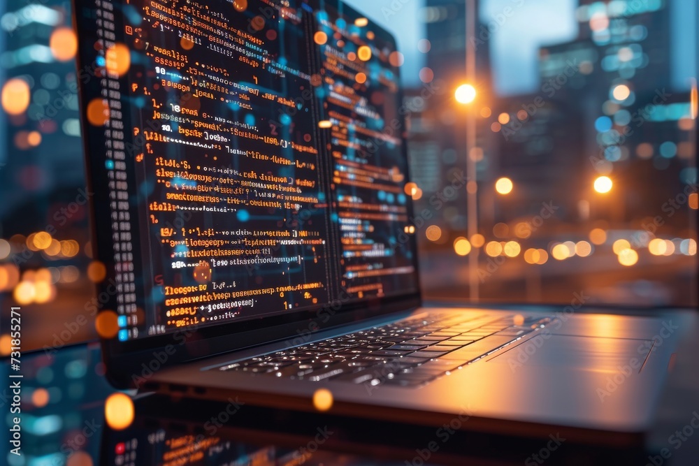 Poster laptop with code on screen