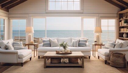 A Living Room Filled With Furniture and a View of the Ocean