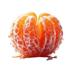 Peeled tangerine or mandarin fruit on a transparent background Ai generative.