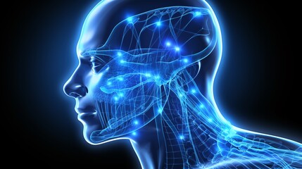 Obraz premium Mind and Technology Fusion: A Conceptual Visualization of Human Intelligence Interconnected with Digital Networks, Symbolizing Advanced Cognitive and AI Integration