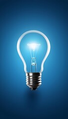 Creative Light Bulb Abstract on Glowing Blue Background