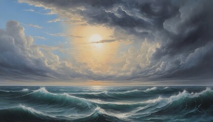 The Majestic Ocean: An Epic Journey Through Stormy Seas - obrazy, fototapety, plakaty