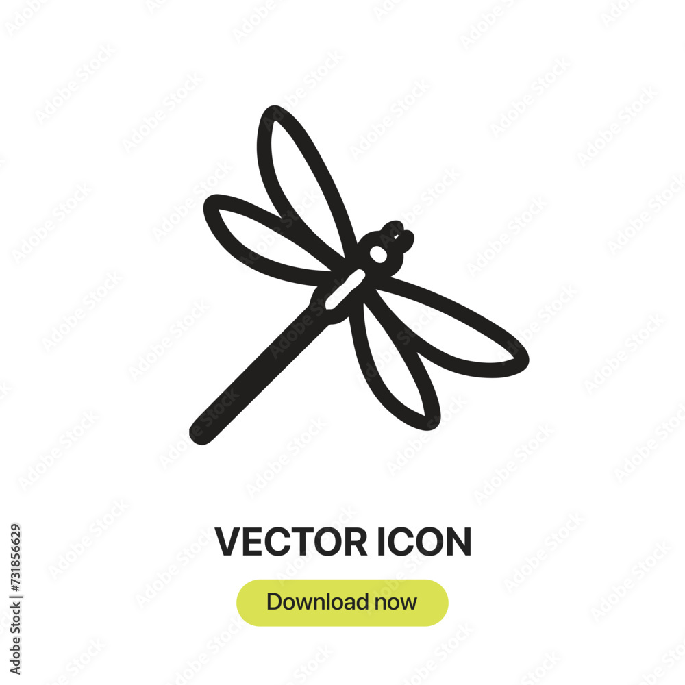 Fototapete Dragonfly icon vector. Linear-style sign for mobile concept and web design. Dragonfly symbol illustration. Pixel vector graphics - Vector.	
