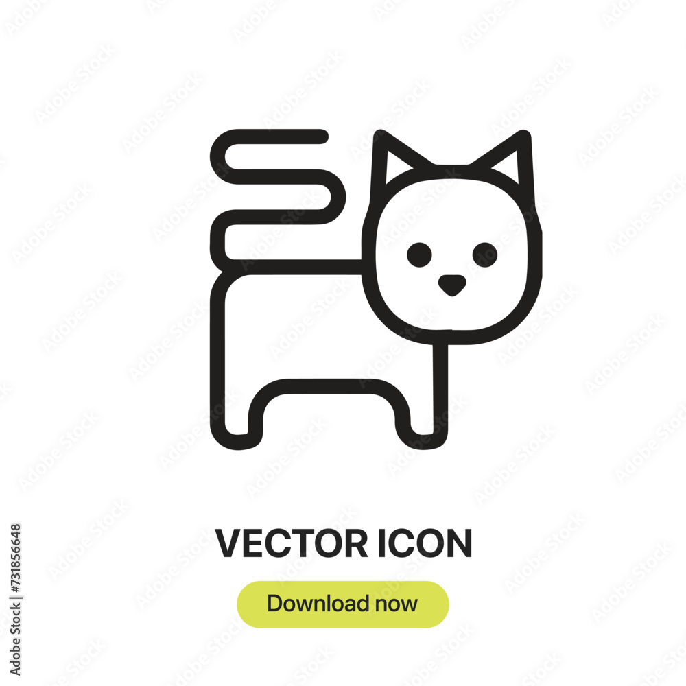 Leinwandbilder kitten icon vector. linear-style sign for mobile concept and web design. kitten symbol illustration.