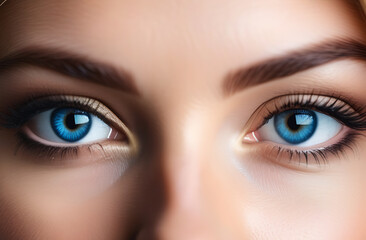 Obraz premium Beautiful blue eyes of a woman, a beautiful and intelligent look.