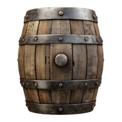 Fototapeta premium Rustic Wooden Barrel Isolated on Transparent or White Background, PNG