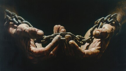 Hands in chains - obrazy, fototapety, plakaty