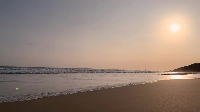 beautiful panoramic sunset on the ujung genteng beach Sukabumi, Indonesia