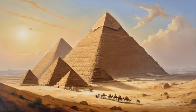 Majestic Pyramids of Giza Stand Proud in the Desert