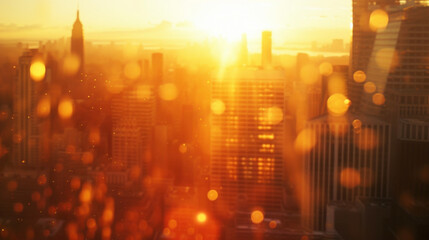 The cityscape transforms into a breathtaking canvas of light and shadows as the morning sun works its magic.