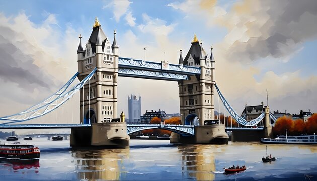London's Tower Bridge Majestically Stretches Over the River Thames