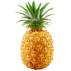 Ripe Pineapple Isolated on Transparent or White Background, PNG