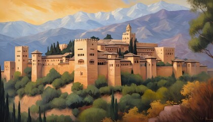 The Alhambra Palace a Historic Landmark in Spain - obrazy, fototapety, plakaty
