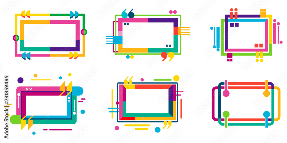 Poster set of colorful frames. colorful rectangle quote frames. frame for kids. empty frames for text. vect