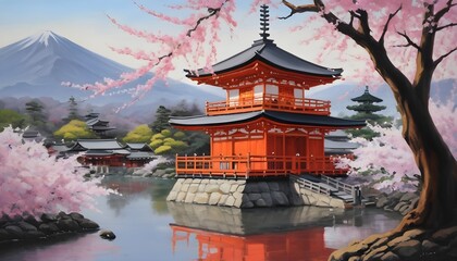 Serene Temples of Kyoto Surrounded by Cherry Blossoms