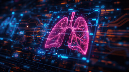 Healthcare and medicine, research diagnose virtual Human Lungs with on modern interface screen on laboratory, Innovation and Medical technology. Virus