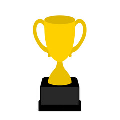 gold trophy cup illustration isolated on white and transparent background. flat style vector