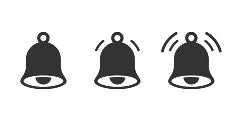 Notification bell icon set. Alarm symbols. Message bell icon. Bell vector illustration