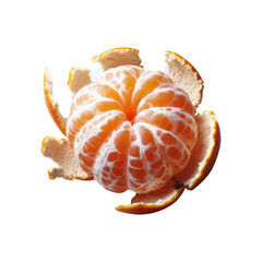 Peeled tangerine or mandarin fruit on a transparent background Ai generative.