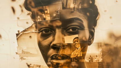 A captivating montage showcasing pivotal moments in African American history through carefully arranged photos