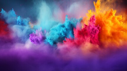 Explosion of Colored Powders, It's the Holi Festival