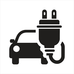 Electric car icon. Electric car with plug icon