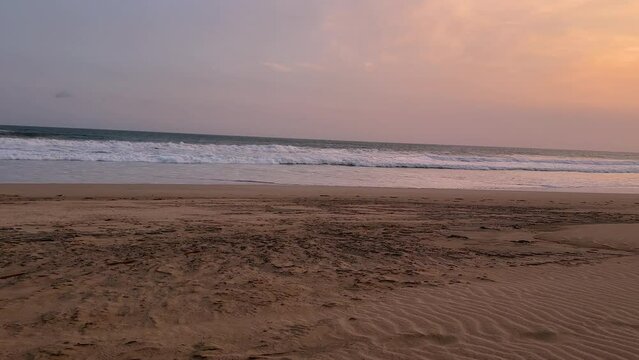 beautiful panoramic sunset on the ujung genteng beach Sukabumi, Indonesia